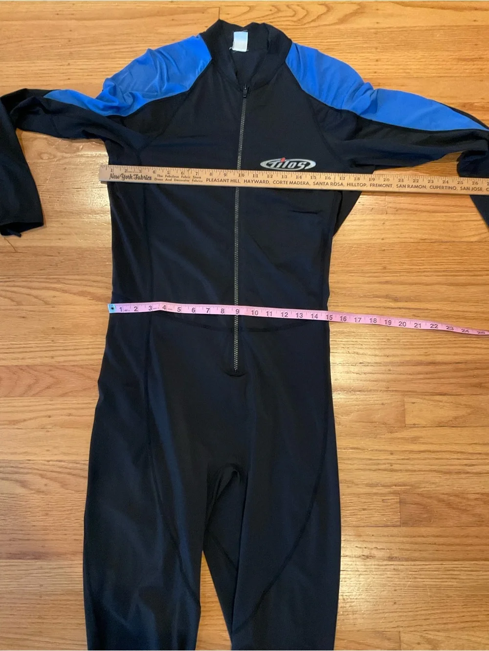 Men's Black and Blue Full-Zip Rash Guard Suit by Tilos